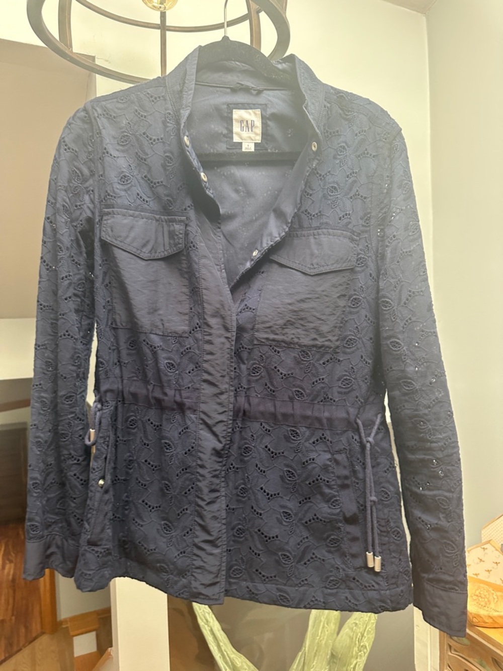 GAP Navy Eyelet Drawstring Utility Jacket
